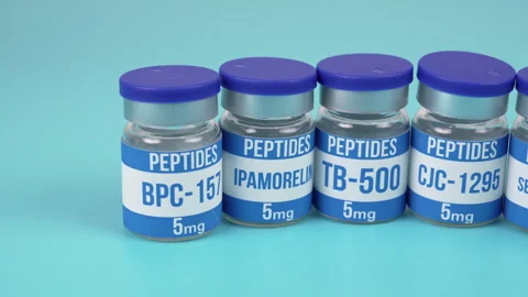 Peptide Vials BPC-157, Ipamorelin, TB-500, CJC-1295, Semaglutide, GHK-CU on.. Видео 344630603