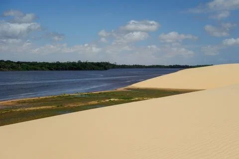 Pequenos Lencois, on Barreirinhas, Maranhao, Brazil. dunes on the rivery Stock Photos