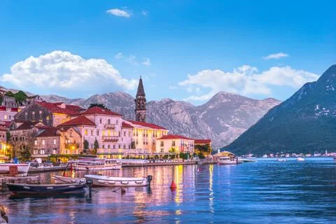 Perast in evening Foto stock