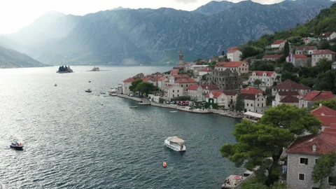 Perast Montenegro - old medieval town on the coast of Boka Kotor Bay Stock Footage
