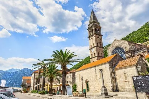 Perast in summer Stock Photos