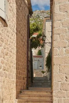 Perast is a tiny town of two streets Stock Photos