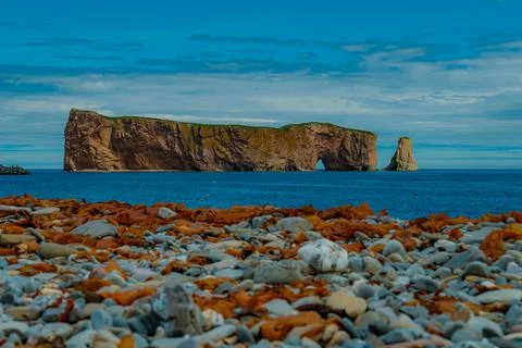 Perce Rock from beach Stock Photos