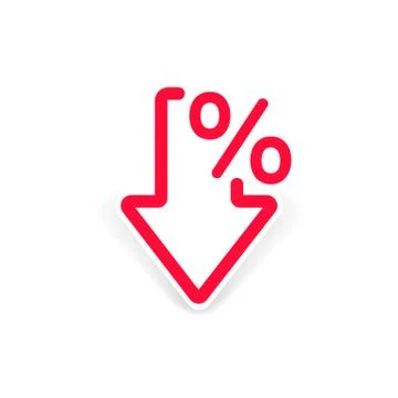 Percent arrow icon. Down arrow. Sale simple symbol. Business concept in flat. Stock Illustration