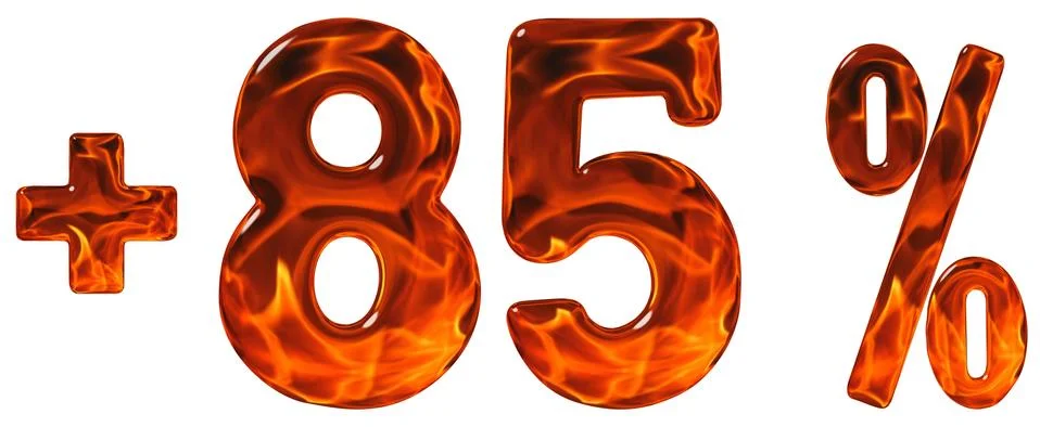 Percent benefits, plus 85, eighty five percent, numerals isolated on white ba イラスト素材