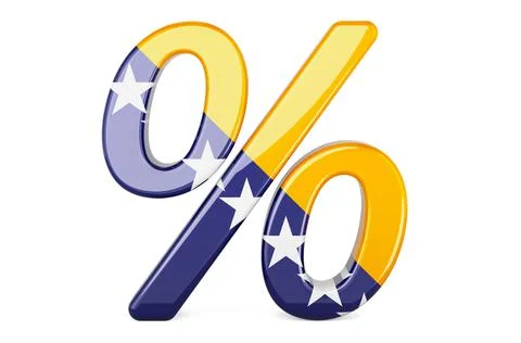 Percent with Bosnian flag, 3D rendering Stock Illustration