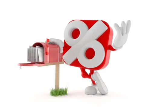 Percent character with mailbox Stock Illustration