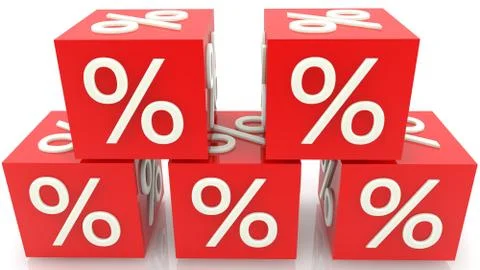 Percent concept on stacked red cubes Stock Illustration