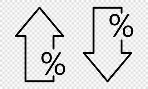 Percent down and up. Simple line style Stock Illustration