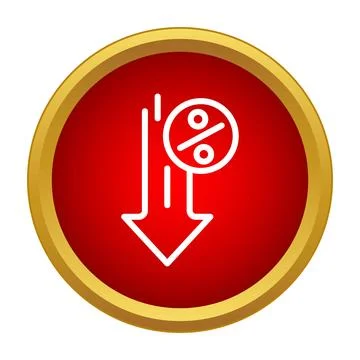 Percent down arrow button showing sale discount reduction Stock Illustration