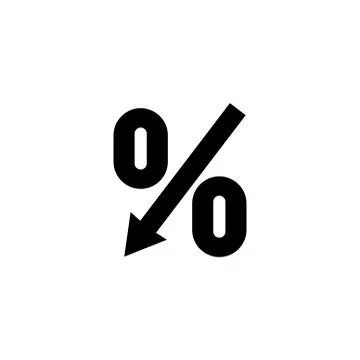 Percent down Arrow Flat Vector Icon Stock Illustration