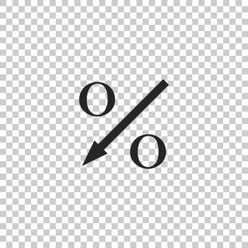 Percent down arrow icon isolated on transparent background. Decreasing Stock Illustration