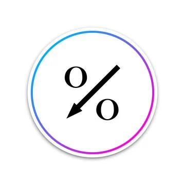 Percent down arrow icon isolated on white background. Decreasing percentage sign Stock Illustration