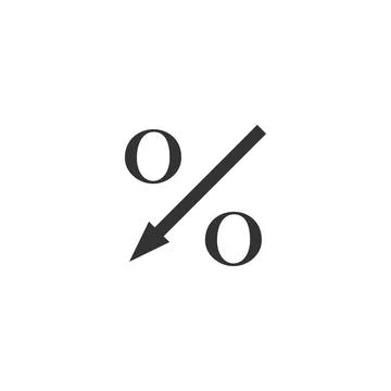 Percent down arrow icon isolated. Decreasing percentage sign. Flat design Stock Illustration
