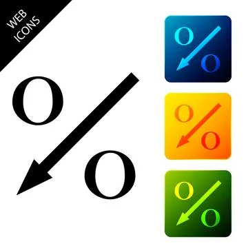 Percent down arrow icon isolated. Decreasing percentage sign. Set icons colorful Stock Illustration