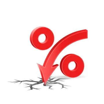 Percent down with cracked surface Stock Illustration