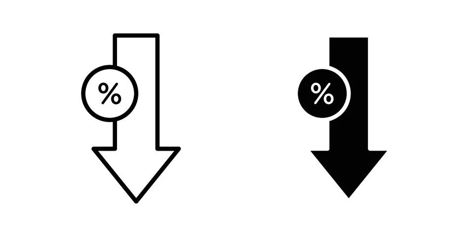 Percent down icon concept logo design collection Stock Illustration