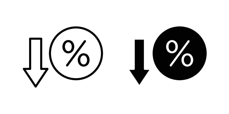 Percent down icon illustration vector, icon set for apps Stock Illustration