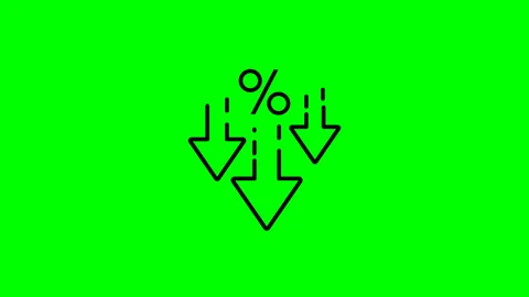 Percent down - icon Interest rate animation on green background 4k video Stock Footage