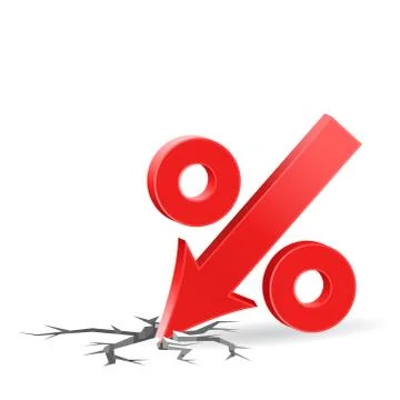 Percent down icon with surface crack Ilustración de archivo