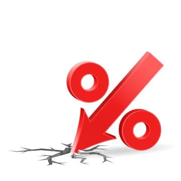 Percent down icon with surface crack Stock Illustration