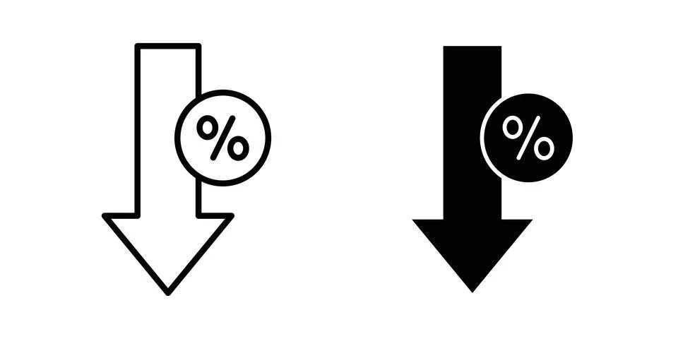 Percent down icon symbol. Flat and Stroke Vector illustration Stock Illustration