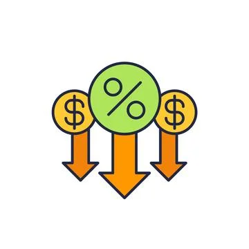 Percent down, reduce interest rate icon Stockillustratie
