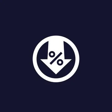 Percent down vector icon 스톡 일러스트