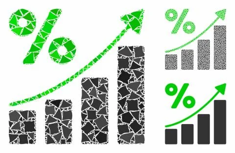 Percent growing graph trend Composition Icon of Joggly Elements Illustrazione stock