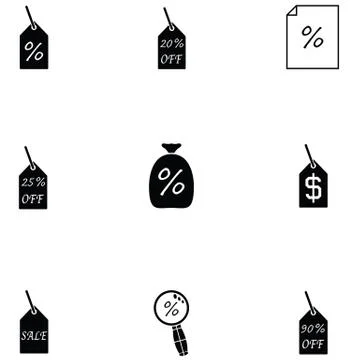 Percent icon set Stock Illustration