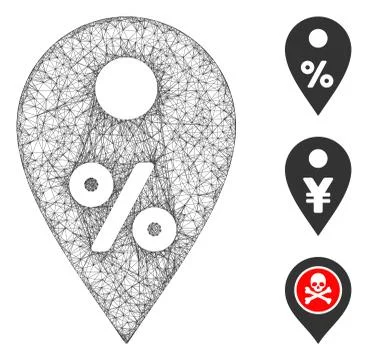 Percent Map Marker Polygonal Web Vector Mesh Illustration Stock Illustration