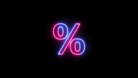 Percent neon icon glowing loopable animation Stock Footage 322798428
