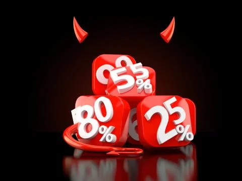 Percent numbers with devil horns and tail 스톡 일러스트
