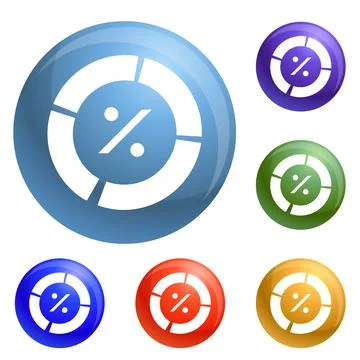 Percent pie chart icons set vector Illustrazione stock