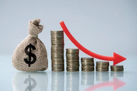 Percent Rate Decrease And Chart Down Stock Photos