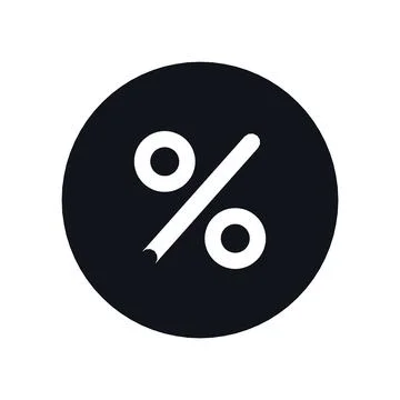 Percent Rate Icon Black Circle Button Business Finance Symbol Vector Stock Illustration