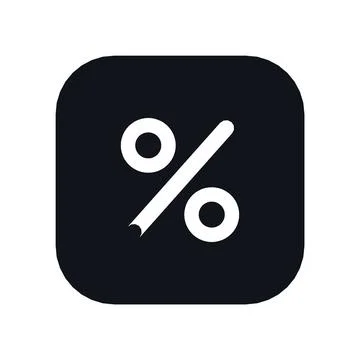 Percent Rate Icon Black Rounded Square Button Business Finance Symbol Vector Stock Illustration