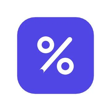 Percent Rate Icon Color Rounded Square Button Business Finance Symbol Vector Stock Illustration