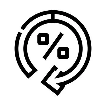 Percent sign with circular arrow indicating return イラスト素材