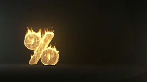 Percent Sign in Fire Flame near the wall. Sale and Discount concept or Hot Price Stock Footage 220195655