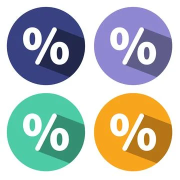 Percent sign. Flat linear long shadow icon. Percentage. Shop discount symbol. Stock Illustration