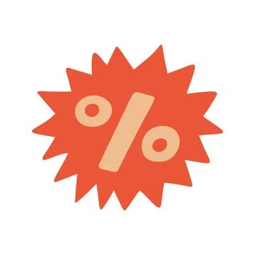 Percent sign in flat vector style. Hand drawn vector illustration online sh.. Stock Illustration