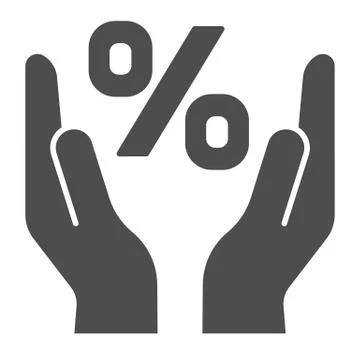 Percent sign in hands solid icon. Percentage vector illustration isolated on Stock Illustration