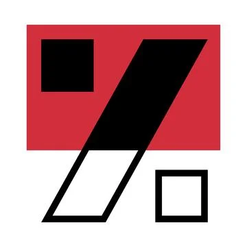 Percent Sign with Red Rectangle Geometric Shape Vector Illustration 스톡 일러스트