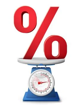Percent sign on scale pan Stock Illustration