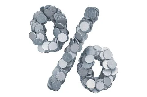 Percent symbol from button cells, 3D rendering Stock Illustration