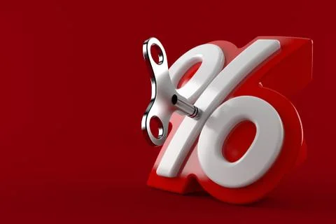 Percent symbol with clockwork key Stock-Illustration