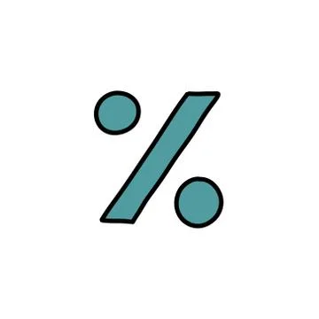Percent symbol doodle icon, vector color illustration Stock Illustration