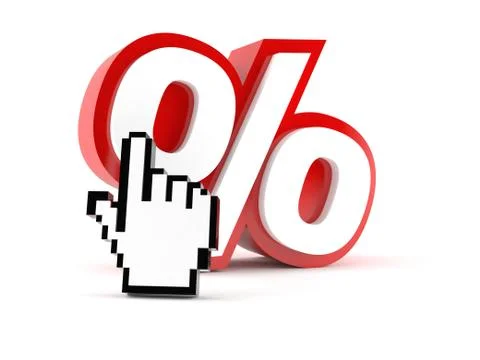 Percent symbol with internet cursor Stock Illustration