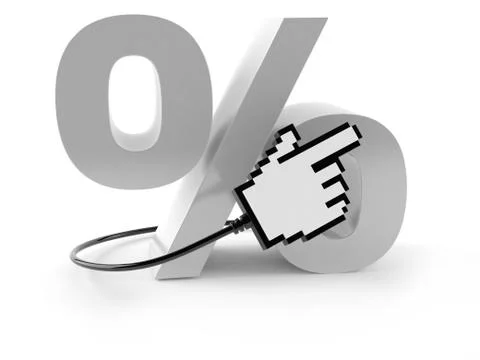 Percent symbol with internet cursor Stock Illustration